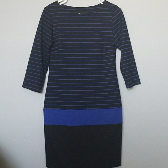 RN Studio Ronni nicole Modest Office Striped Ponte Dress Size 6 - Picture 1 of 6